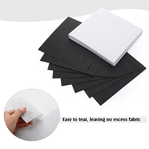 Shellwei 200 Sheets Tear Away stabilizer for Embroidery Backing Precut Sheets Black White Fabric Stabilizer for Machine Embroidery Hand Sewing Hoops Quilting, Weight 2.1 oz(8 x 8 Inch) - Image 3