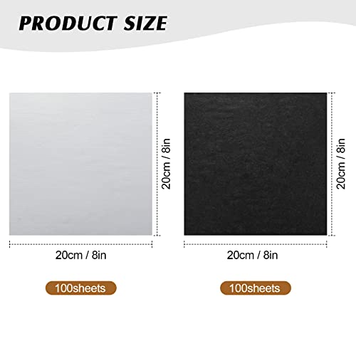 Shellwei 200 Sheets Tear Away stabilizer for Embroidery Backing Precut Sheets Black White Fabric Stabilizer for Machine Embroidery Hand Sewing Hoops Quilting, Weight 2.1 oz(8 x 8 Inch) - Image 2
