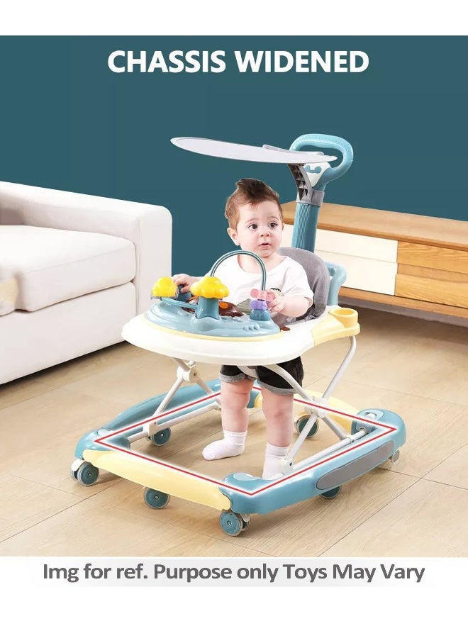 PlayNation Play Nation 2 In 1 Bunny & Unicorn Foldable Baby Walker & Rocker, With Parental Handle, Upper Sun Shade, Removable Foot Mat, 6 Months+, 70 x 65 x 80cm - Grey - Image 2