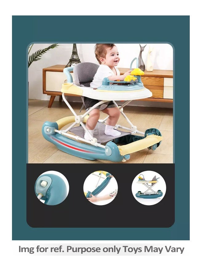 PlayNation Play Nation 2 In 1 Bunny & Unicorn Foldable Baby Walker & Rocker, With Parental Handle, Upper Sun Shade, Removable Foot Mat, 6 Months+, 70 x 65 x 80cm - Grey - Image 4