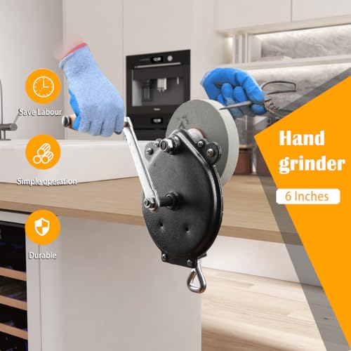 YILIKISS Kitchen Knife Sharpener Hand-cranking Grinding Machine, Sharpener Tool for Kitchen Knives, Garden Tool Sharpener, 6 Inches DIY Polishing Machine Tool Grinder - Image 5