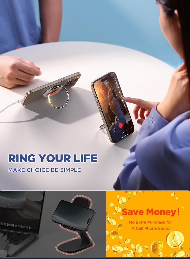 SYOSI Durable Silicone Ring Mag safe Phone Grip Holder Kickstand Magnetic Phone Ring Holder Stand Compatible with Wireless Charging for iPhone 15 14 13 12 Pro Max Plus and Other All Smartphones - Image 3