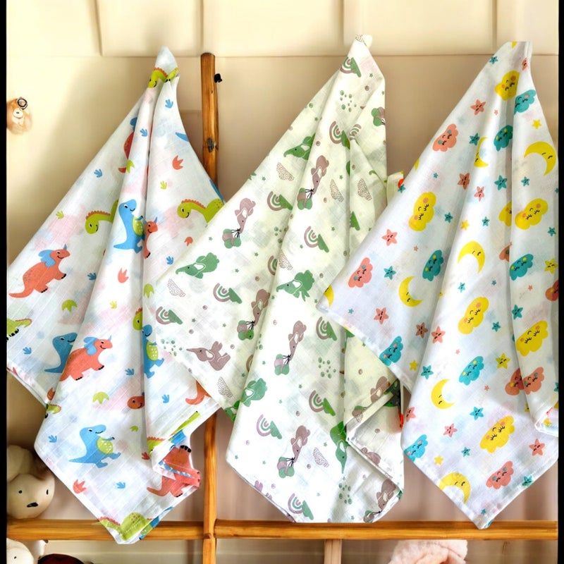 TEETAR Muslin Swaddle Wraps for Newborns - Pack of 3, 100x100 cm - Ultra-Soft, Breathable 100% Cotton - Multipurpose Baby Blankets for 0-18 Months - Unisex Essentials - Image 3