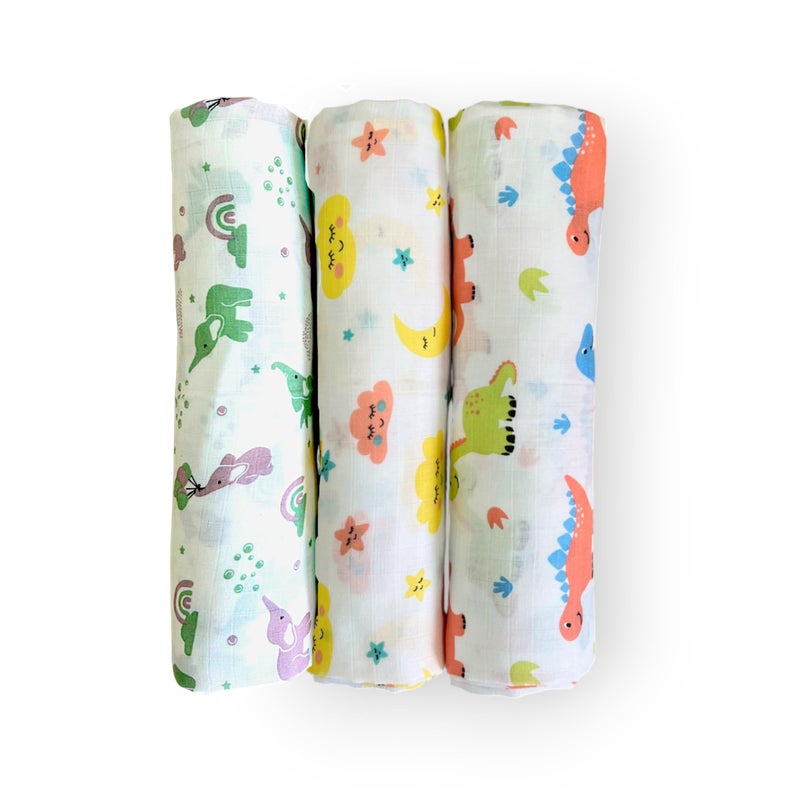 TEETAR Muslin Swaddle Wraps for Newborns - Pack of 3, 100x100 cm - Ultra-Soft, Breathable 100% Cotton - Multipurpose Baby Blankets for 0-18 Months - Unisex Essentials - Image 1