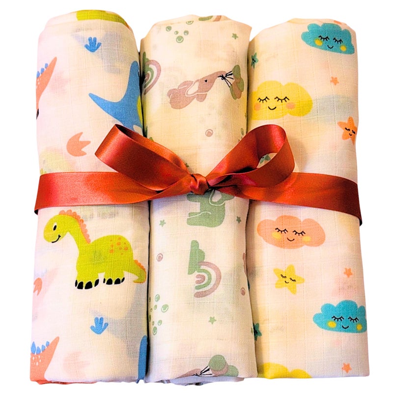 TEETAR Muslin Swaddle Wraps for Newborns - Pack of 3, 100x100 cm - Ultra-Soft, Breathable 100% Cotton - Multipurpose Baby Blankets for 0-18 Months - Unisex Essentials - Image 2