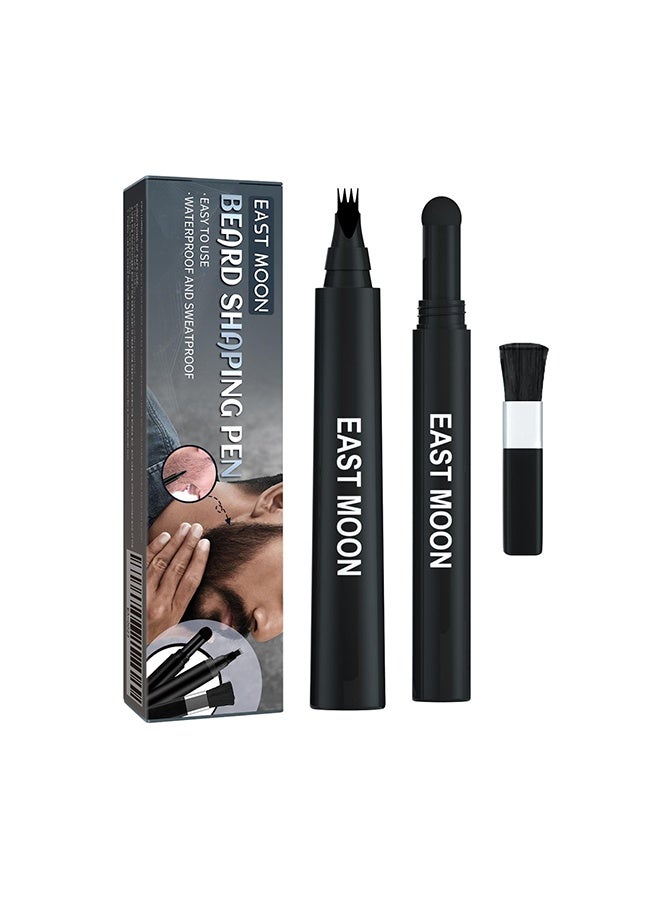 East Moon Beard Shaping Pen, Three-In-One Beard Filler Pen, Beard Powder And Beard Brush, Waterproof And Sweat-Proof Long-Lasting Coverage - Image 1