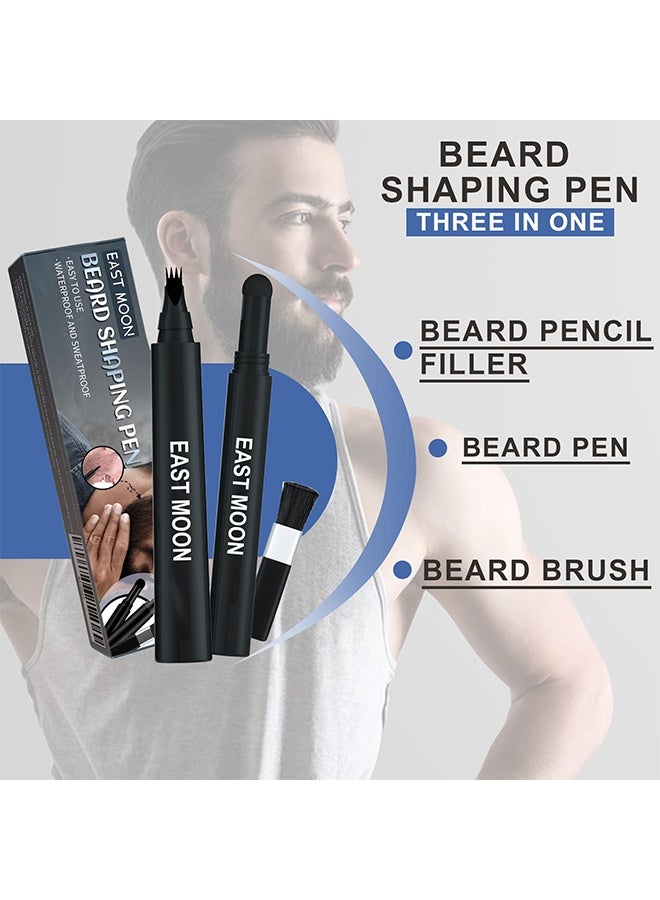 East Moon Beard Shaping Pen, Three-In-One Beard Filler Pen, Beard Powder And Beard Brush, Waterproof And Sweat-Proof Long-Lasting Coverage - Image 4