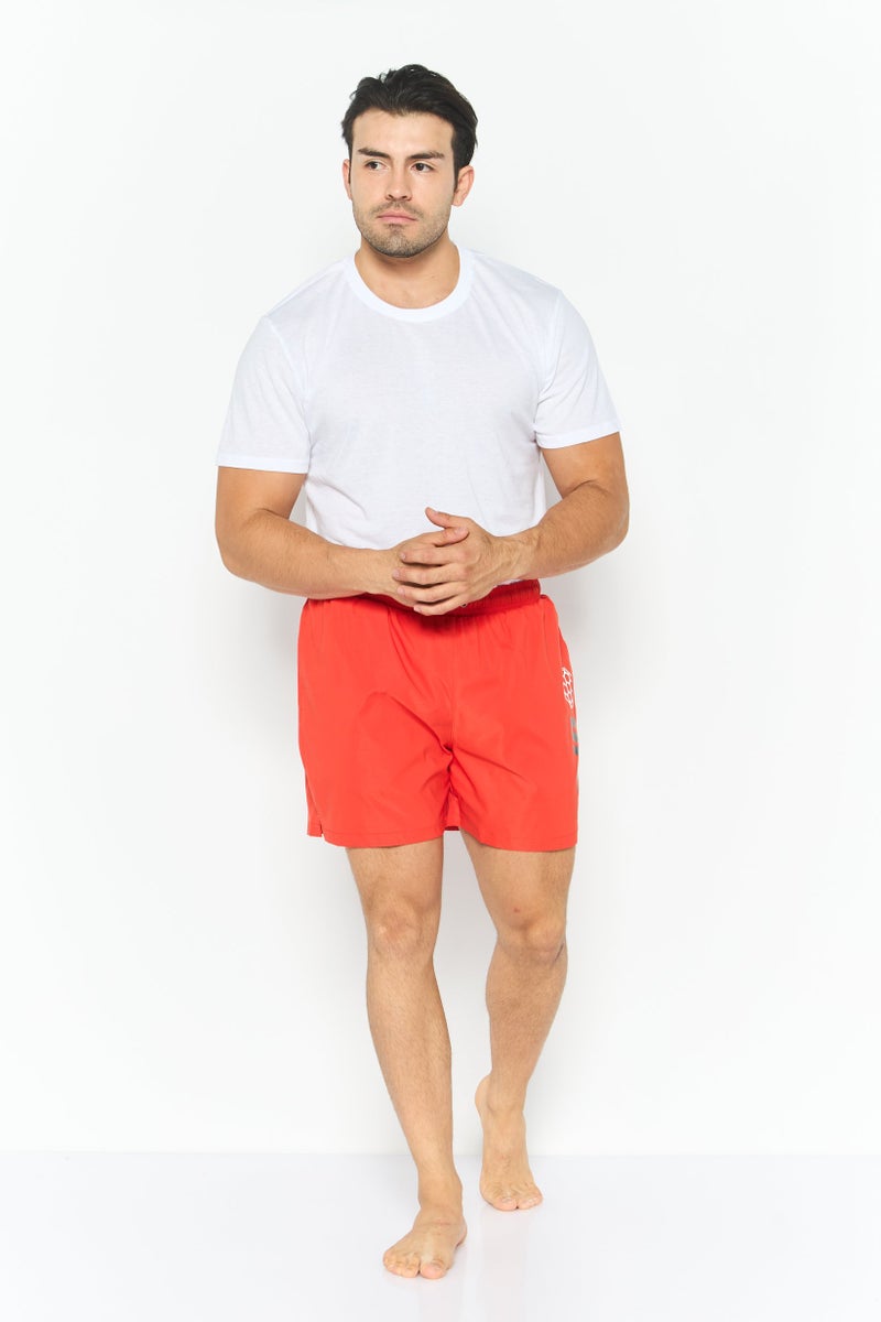 Ufc Men Brand Logo Board Shorts Swimwear, Coral - Image 2