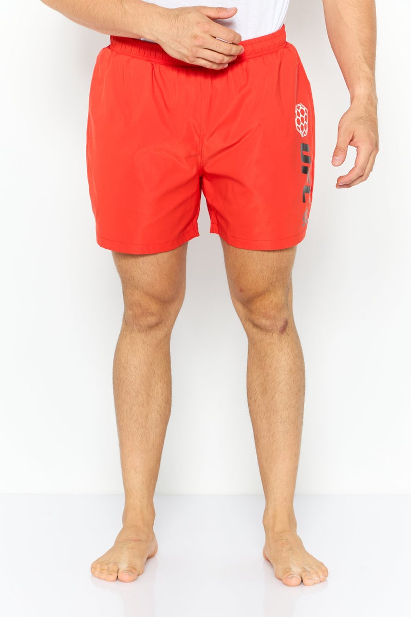 Ufc Men Brand Logo Board Shorts Swimwear, Coral - Image 1