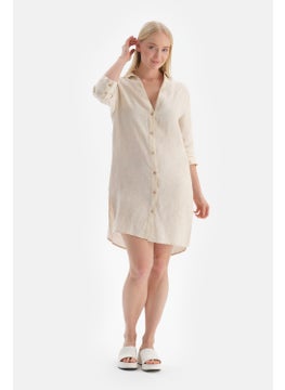 dagi Ecru Linen Long Shirt  - Image 1