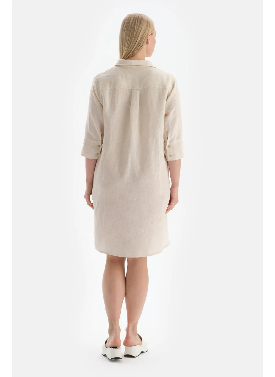 dagi Ecru Linen Long Shirt