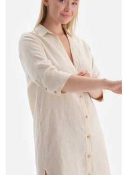dagi Ecru Linen Long Shirt  - Image 4