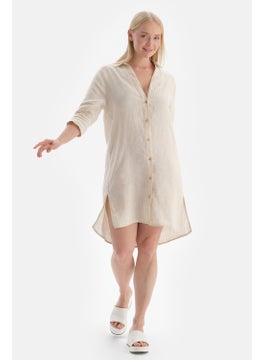 dagi Ecru Linen Long Shirt  - Image 5