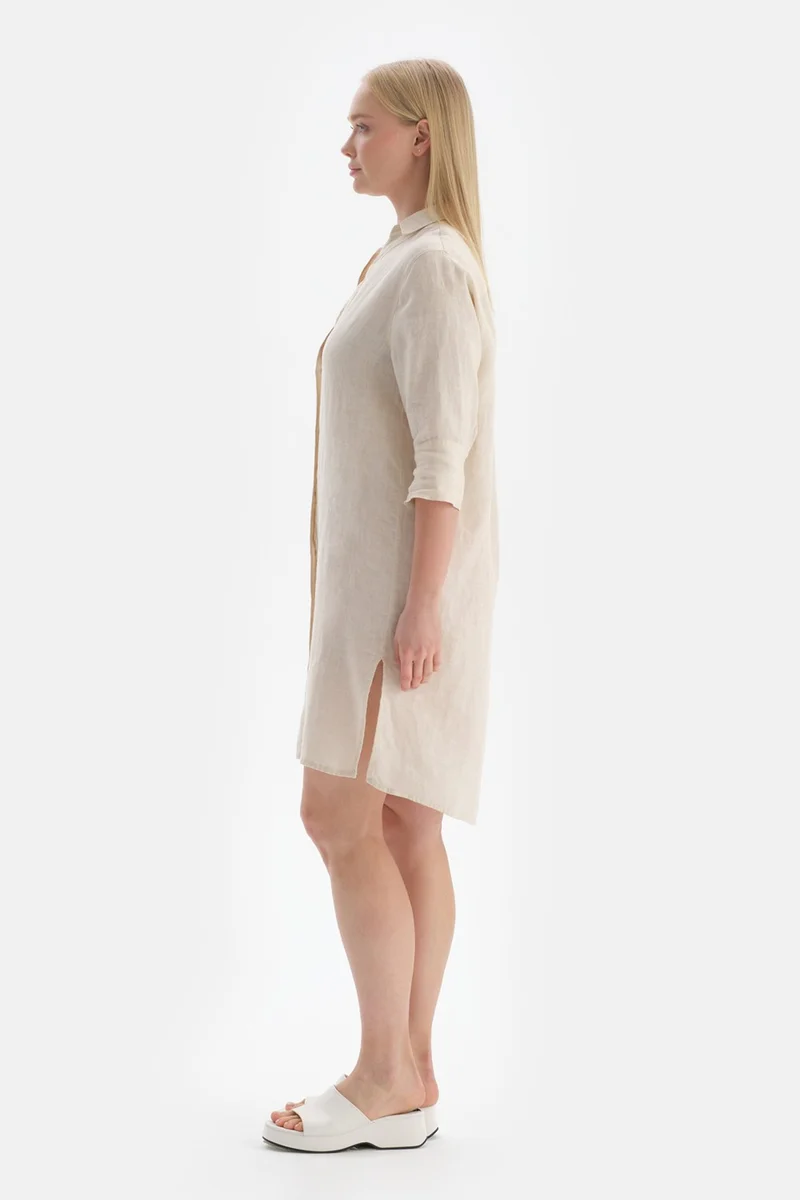 dagi Ecru Linen Long Shirt