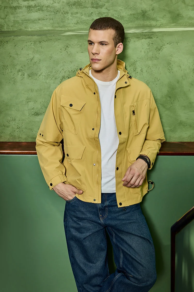 SNITCH Mustard Multi Pocket Hooded Jacket