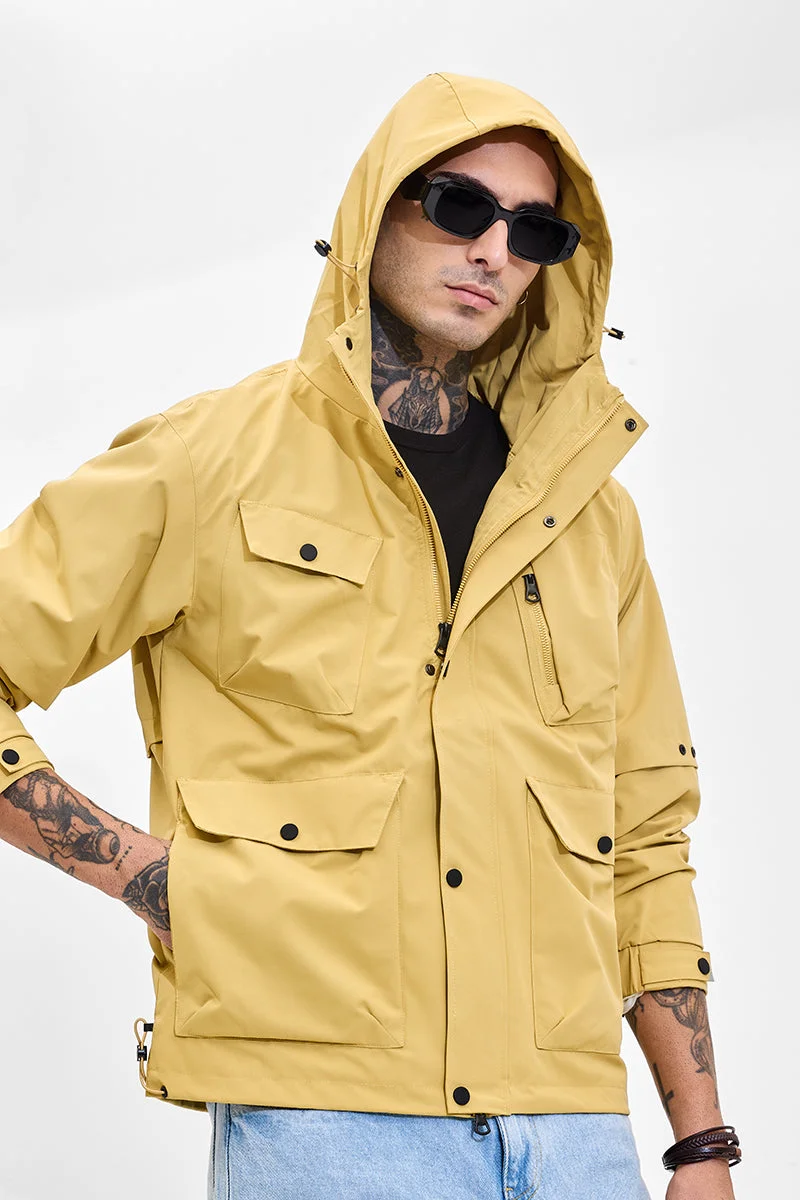 SNITCH Mustard Multi Pocket Hooded Jacket