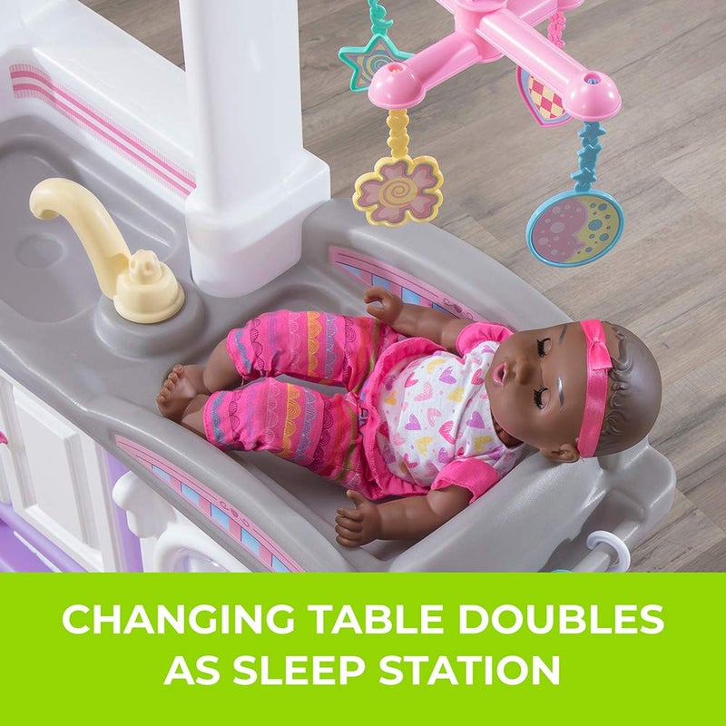 Step2 Love & Care Deluxe Baby Doll Nursery Playset for Kids, Combined Kitchen and Changing Station, Includes Toy Accessories, Easy to Assemble, Toddlers Ages 2 - 6 Years Old, Lavender - Image 3