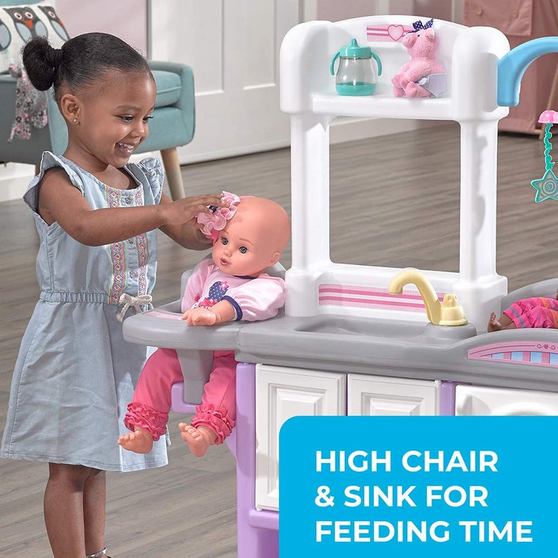 Step2 Love & Care Deluxe Baby Doll Nursery Playset for Kids, Combined Kitchen and Changing Station, Includes Toy Accessories, Easy to Assemble, Toddlers Ages 2 - 6 Years Old, Lavender - Image 2
