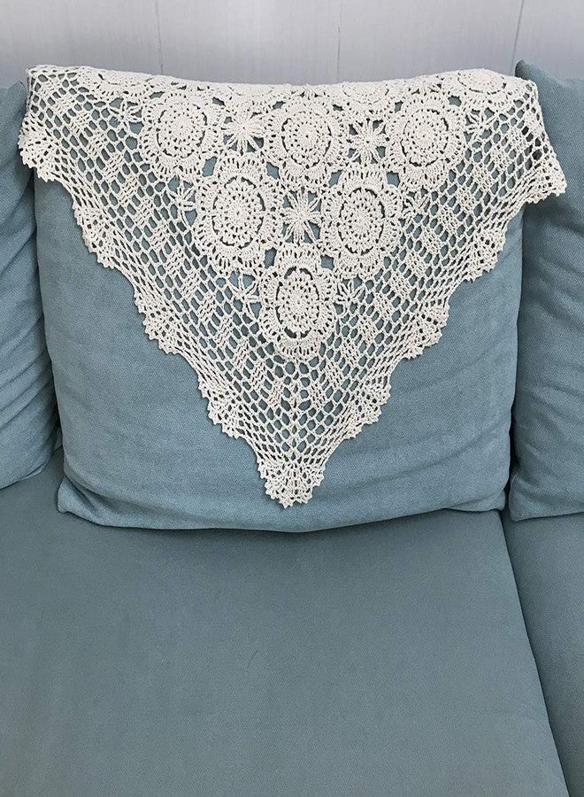 Hetao 100% Cotton Handmade Crochet Square Tablecloth Doilies Lace Table Covers,White, 19 Inch - Image 3