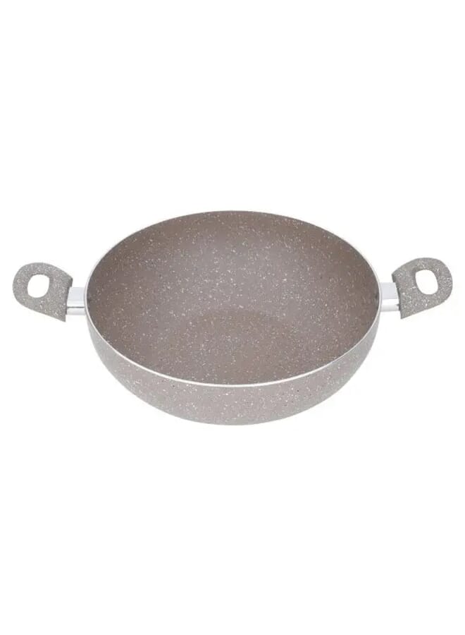 RUOQI Rocky Beige Granite Deep Frying Pan with Two Hands - Image 2