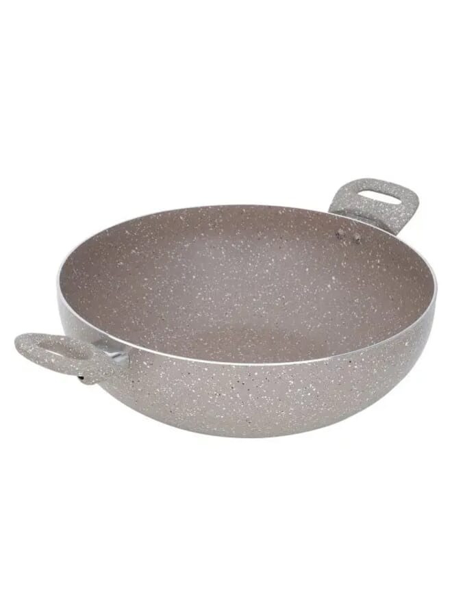 RUOQI Rocky Beige Granite Deep Frying Pan with Two Hands - Image 3