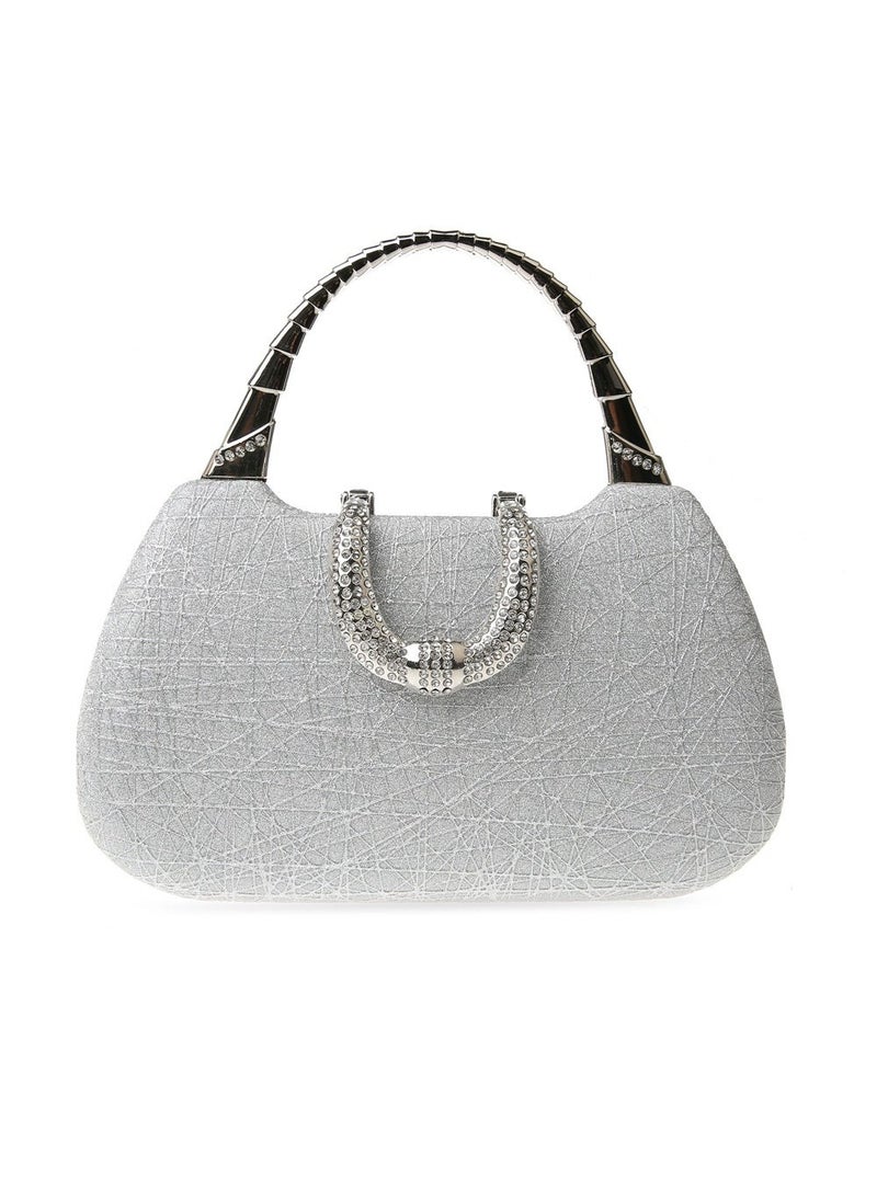New cross-border popular thin flash portable evening bag womens hand bag dress banquet with European and American small square bag Silver