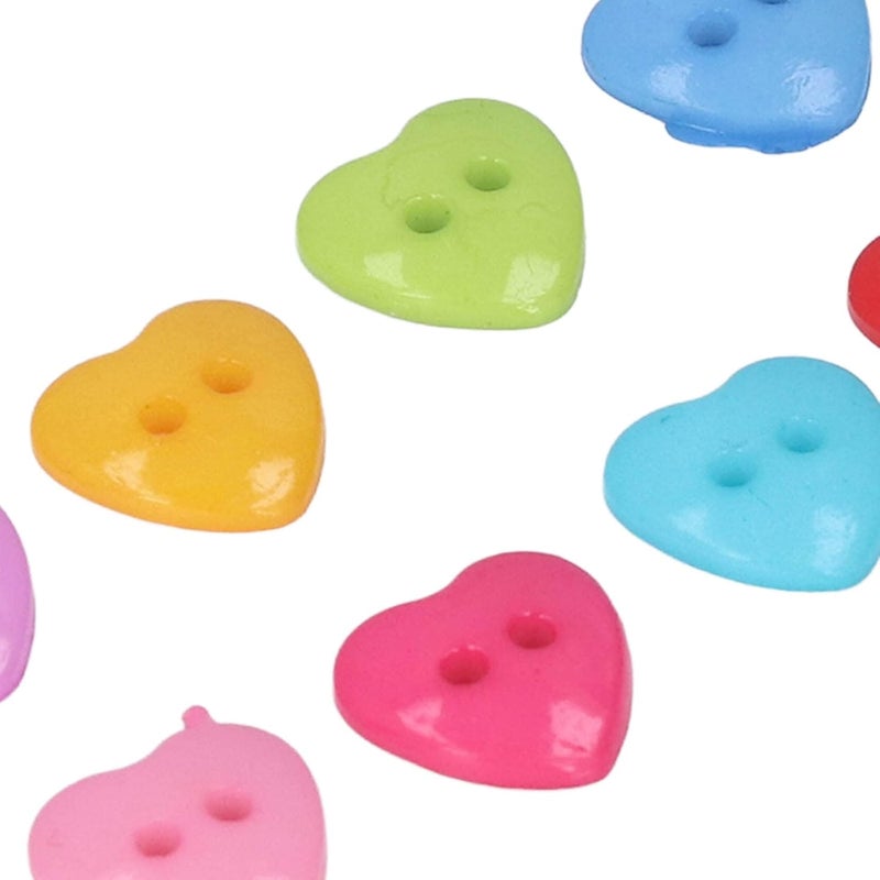 200Pcs Heart Shaped Buttons, Colorful Love Shaped Cute Buttons Decorative Buttons for Sewing Clothing Knitting Crafts Decoration - Image 5
