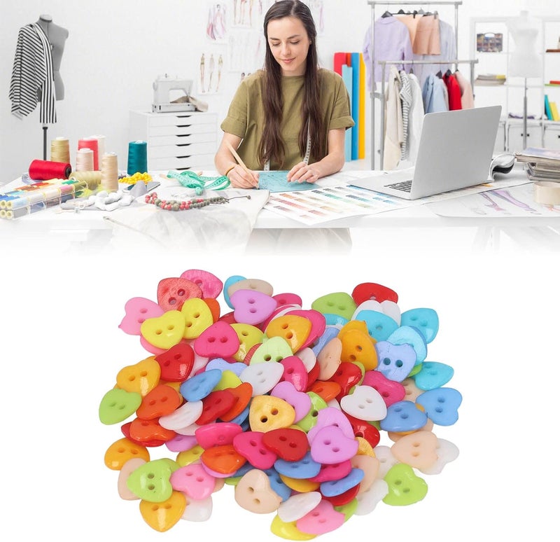 200Pcs Heart Shaped Buttons, Colorful Love Shaped Cute Buttons Decorative Buttons for Sewing Clothing Knitting Crafts Decoration - Image 4