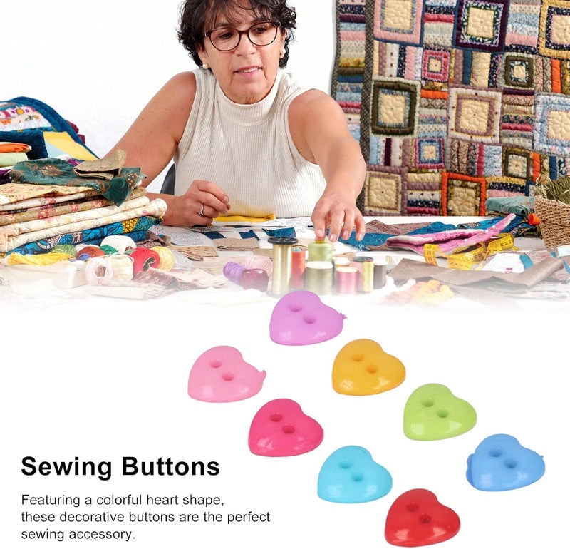 200Pcs Heart Shaped Buttons, Colorful Love Shaped Cute Buttons Decorative Buttons for Sewing Clothing Knitting Crafts Decoration - Image 3