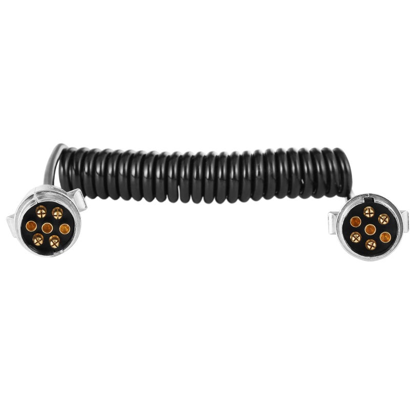 Generic AGRISHOP 7pin Trailer Board Curly Extension Lead 2.5m Working Length with 2x7pin Metal Alloy Trailer Plugs Trailer Connector,12v Trailer Lighting Extension Spring Cable for Towing Caravan Vehicle  - Image 2