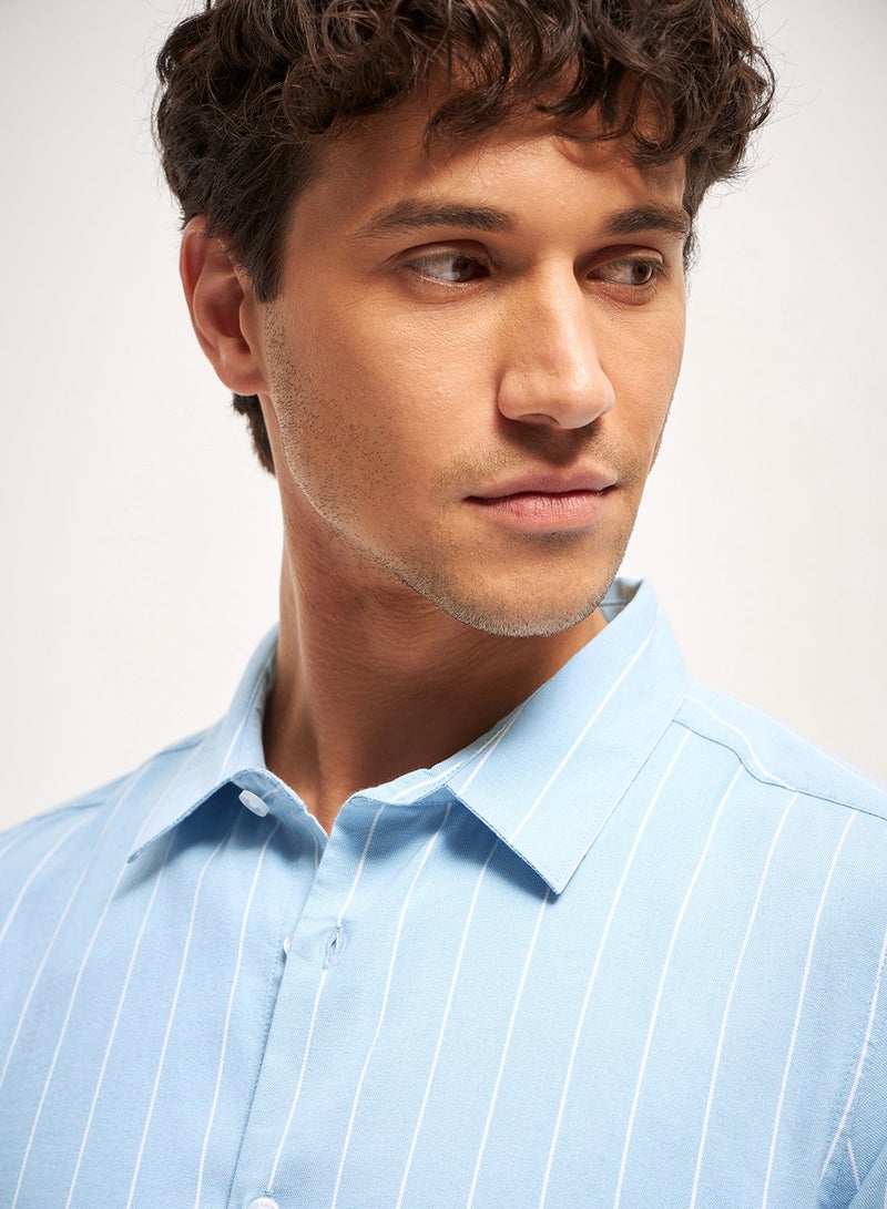 THE BEAR HOUSE Cotton Shirt for Men | Slim Fit, Long Sleeve, Casual & Formal Wear | Soft, Breathable Fabric for Office, Everyday, & All-Season Use in Classic & Trendy - Image 5