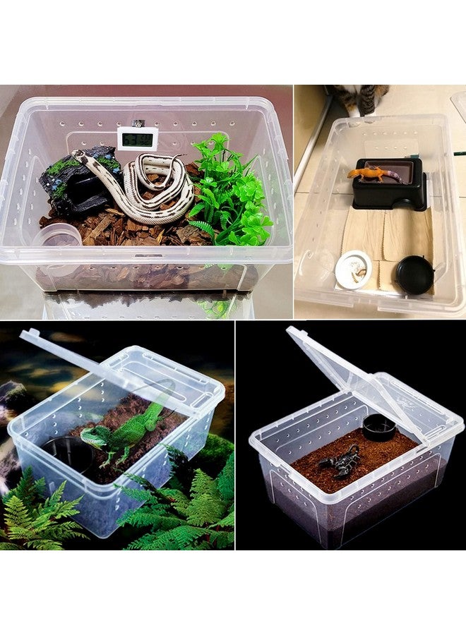 Hamiledyi 2Pcs Reptile Feeding Box Snake Breeding Box Transparent Animal Habitat Cage Portable Plastic Turtle Transport Container For Bearded Dragon Lizard Spider Frog Scorpion Gecko 12.6 X 8.6 X 5.9 - Image 2