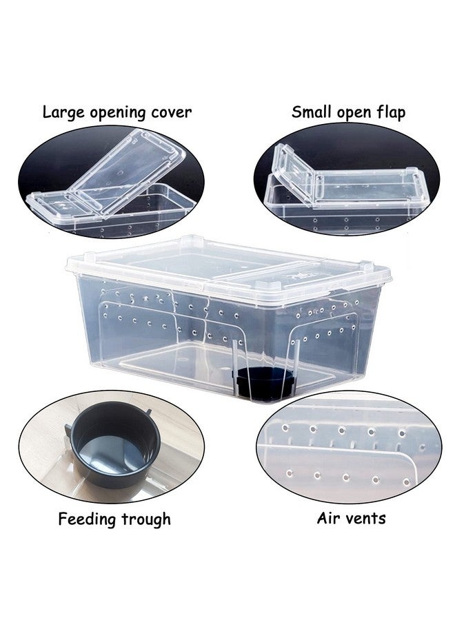 Hamiledyi 2Pcs Reptile Feeding Box Snake Breeding Box Transparent Animal Habitat Cage Portable Plastic Turtle Transport Container For Bearded Dragon Lizard Spider Frog Scorpion Gecko 12.6 X 8.6 X 5.9 - Image 3