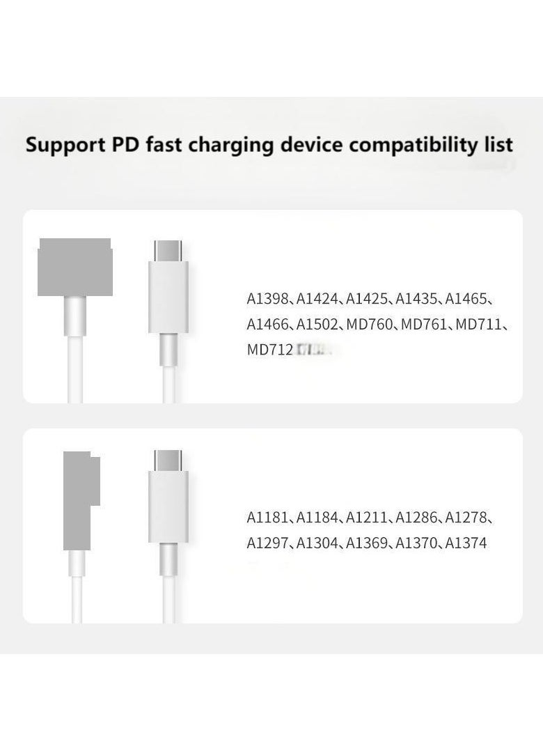 PD Type-C to Magnetic 1 Charging Cable 65W L-Tip Magnetic Head with 5Gbps Super Speed, Compatible with MacBook Air