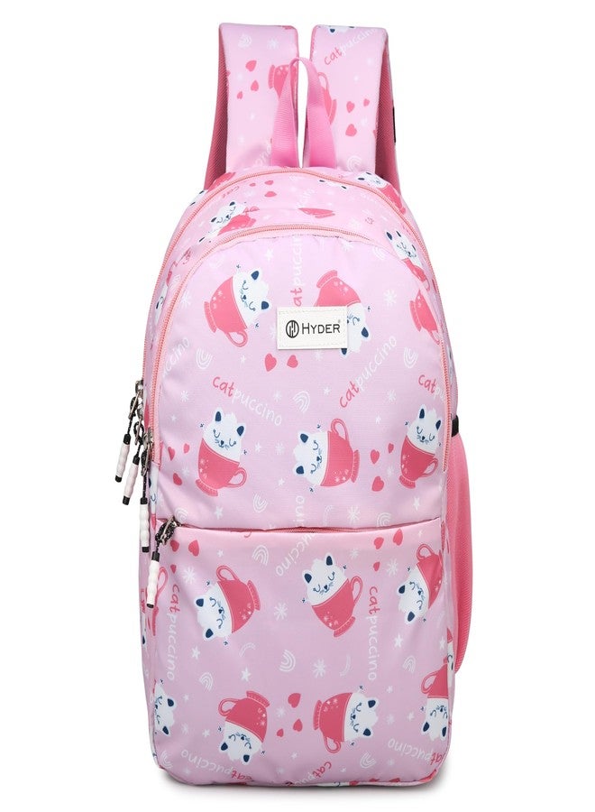 HYDER Kids 20L Zippy Catpuccino Backpack Best Stylish Waterproof Lightweight Casual/Picnic/Tuition/School Bag for Children Boys And Girls (Pink) - Image 1