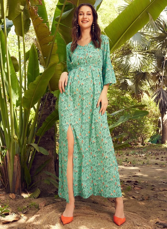 STREET 9 Floral Printed A-Line Maxi Dress for Women