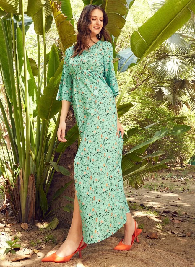 STREET 9 Floral Printed A-Line Maxi Dress for Women