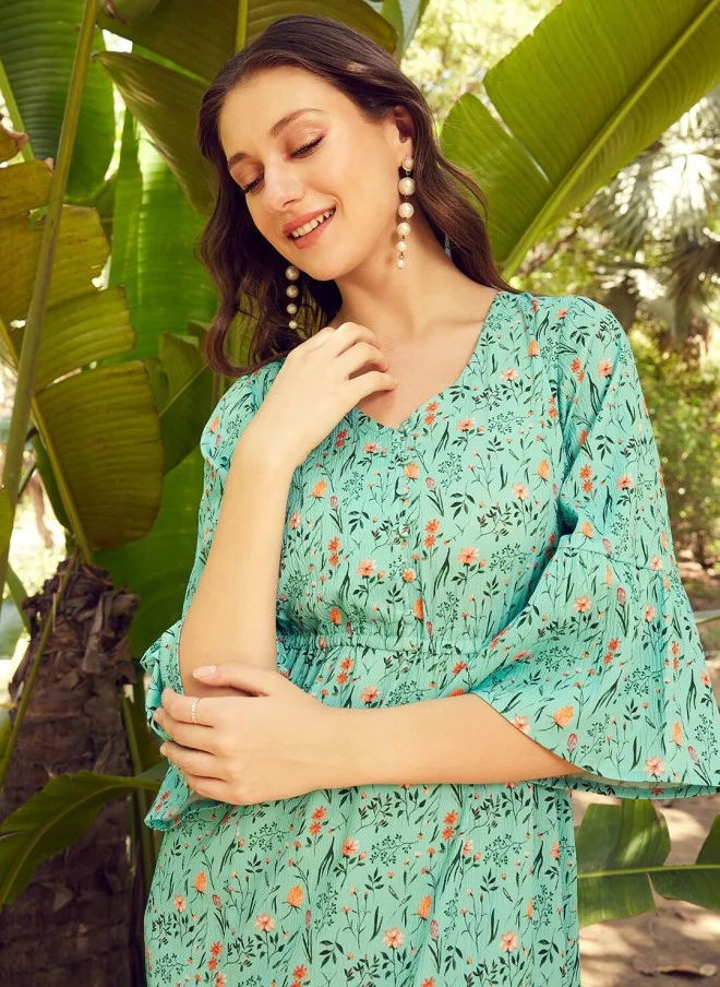 STREET 9 Floral Printed A-Line Maxi Dress for Women