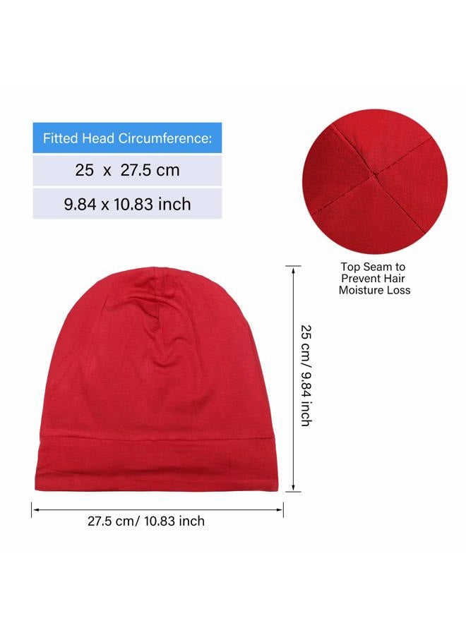 Geyoga 4 Pcs Satin Lined Sleep Bonnet Silk Sleep Cap Slouchy Beanie Hat Night Sleeping Head Wrap for Women Men Curly Hair(Multi-Colors) - Image 2