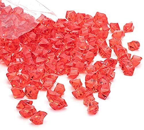 Promote حزمة ترويجية من 250 جرام من كريستالات الأكريليك لتزيين المنزل، أحجار زخرفية لأواني النباتات، حوض السمك، تنسيق الحدائق، حشوات المزهريات، زينة الحدائق باللون الأحمر - Image 1