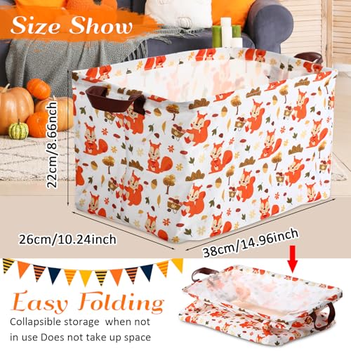 Vesici 6 Pack Thanksgiving Storage Basket for Gifts Fall Basket Farm Harvest Pumpkin Turkey Maple Leaf Storage Bins Foldable Laundry Box with Handle for Office Home Bedroom Clothes - Image 3