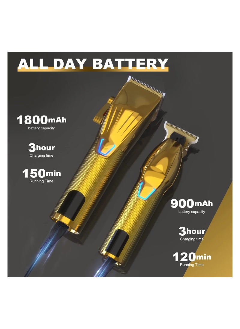 Generic Multifunctional Hair Clippers, Professional Hair Cutting Kit Beard Trimmer Barbers for Men Women Kids Clipper Set Rechargeable (Golden)  - Image 4