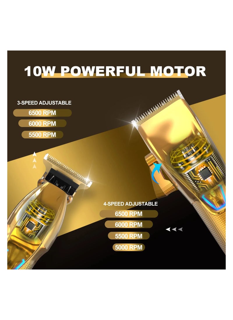 Generic Multifunctional Hair Clippers, Professional Hair Cutting Kit Beard Trimmer Barbers for Men Women Kids Clipper Set Rechargeable (Golden)  - Image 5