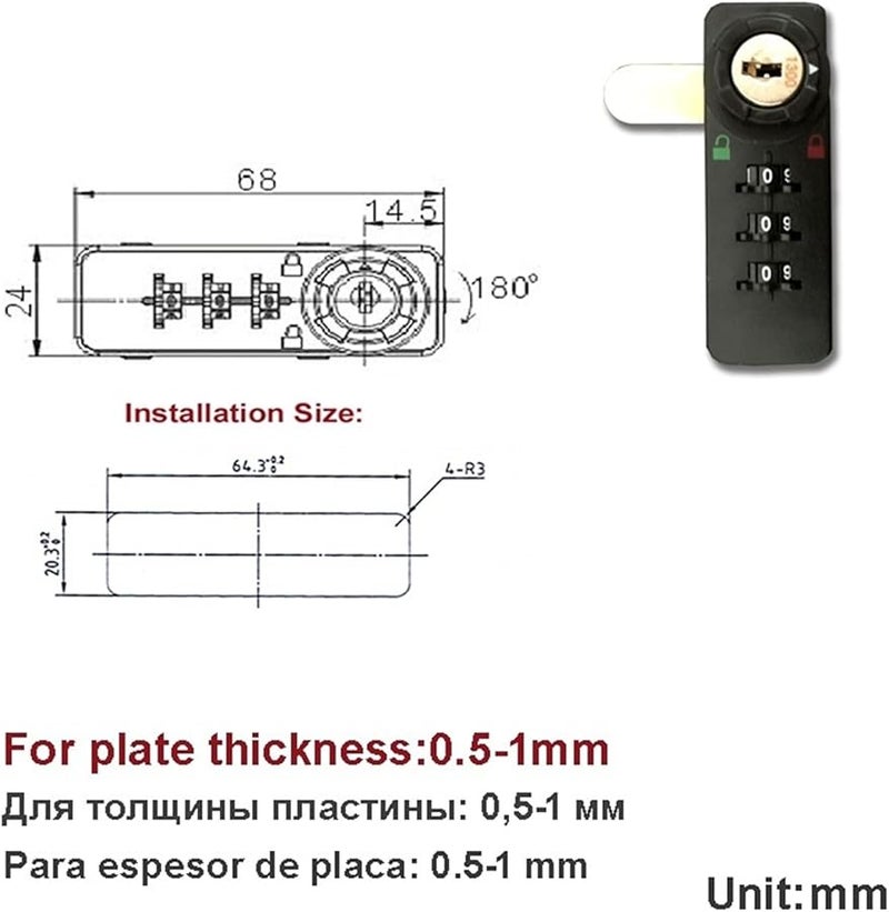 MS514 3 4 Digit Combination Cabinet Cam Lock with Reset Key for Door Drawer Jewelry Box - Image 3