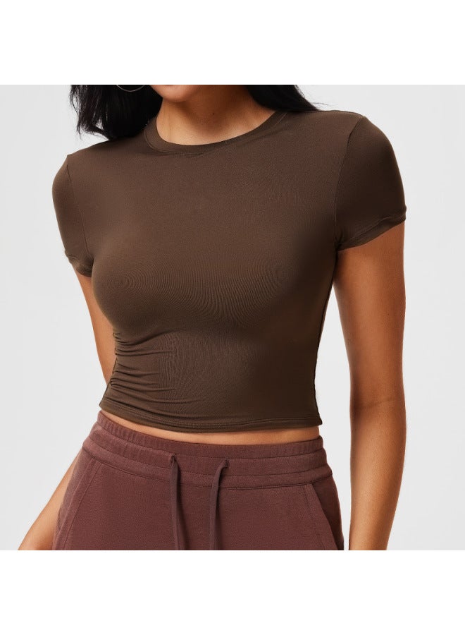 Star-style American Hot Girl T-shirt For Women, Short-sleeved, Slimming, Elastic, Quick-drying, Slim-fit, Fitness, Spring And Summer Yoga Sports Top