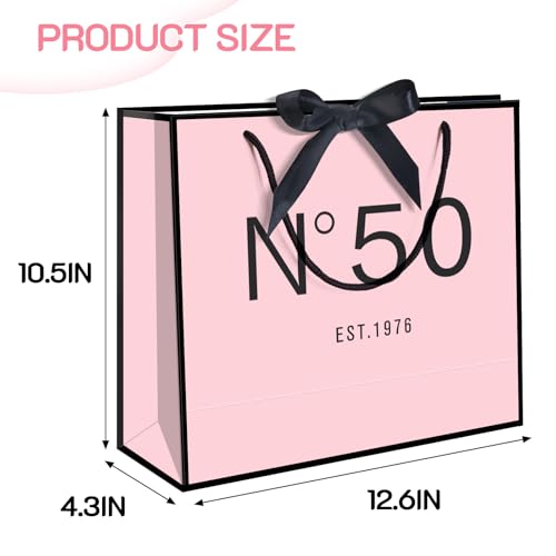 QLSKO 13" Birthday Gift Bag with Card Envelope Sticker Bow Ribbon and Tissue papers for Women Girls Design with Handles,13th-100th (EST.1976 50th, 13" W x 10.5" H x 4.3" D) - Image 3