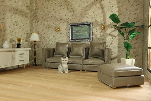 iLAND Dollhouse Furniture Miniature Sectional Couch Set for Doll House Dcor Fit 112 Scale Accessories Modern Gray Faux Leather Sofa Timeless Classic - Image 5