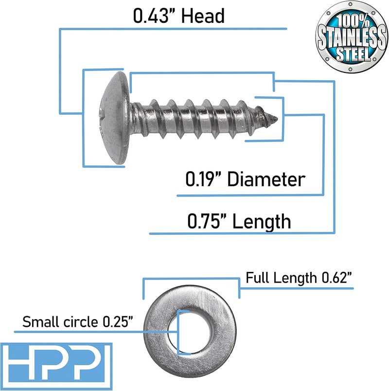 HPP OE License Plate Stainless Steel Screws for All Subaru Models 1986-2015 - Image 4