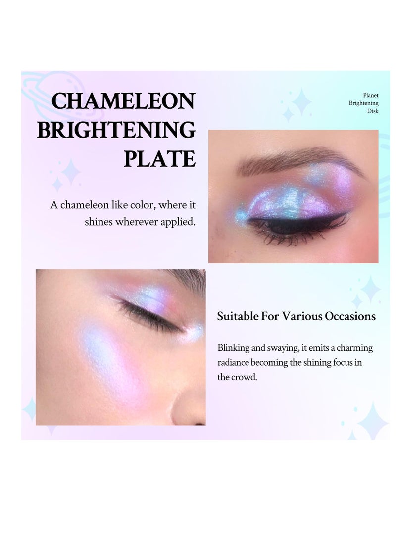 Excefore Face Highlighter Palette, Multichrome Glitter Highlighter Waterproof Long-Lasting Makeup, Brightens Face Complexion Contour, Inner Corner Eye Highlighter Illuminator, Silky Creamy Mineral Eyeshadow - Image 4