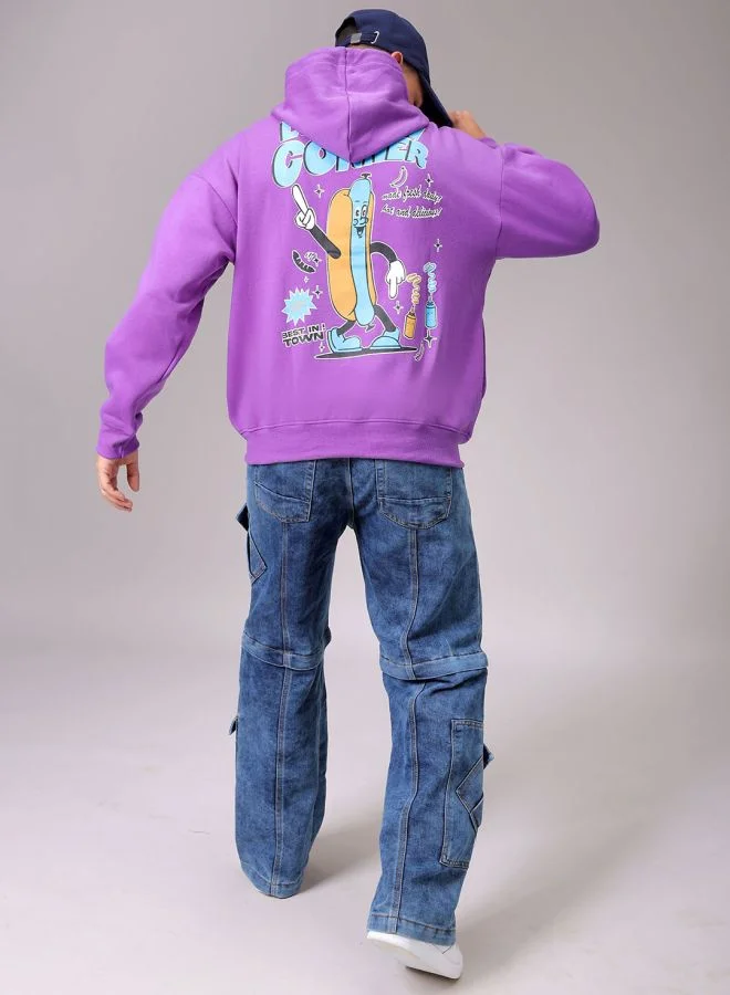 شركة المرآب الهندية Men Relaxed Fit Placement Print Overhead Hooded Sweatshirt